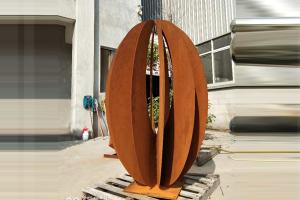 China Corten Landscape Outdoor Steel Sculpture Garden Decor Rusty Naturally Finish on sale