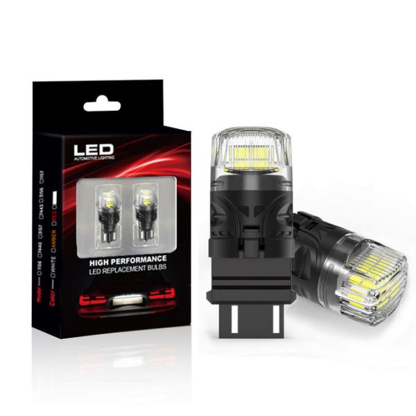 High Power BRS LED Bulbs 3157 3057 4157K 3047K P27/5W With PC Lens 2835 Chips 700LM 12V for Car Brake Reverse Tail Signal Lights