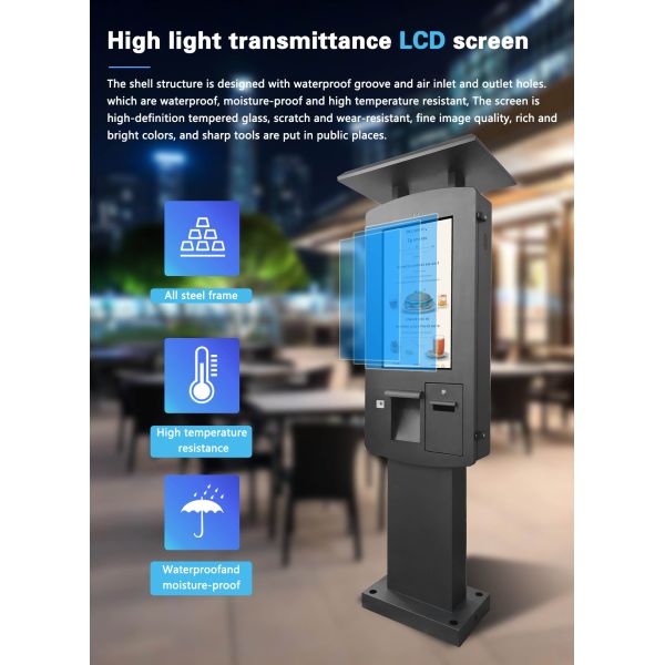 Black Color 32" Durable Outdoor Kiosk Thermal Printer QR Code Scanner Parking Payment Terminal