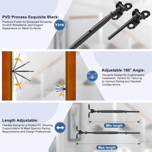 Adjustable Angle Base Deck Tensioning Swage Toggle for Easy Installation and Widely Usage in Cable Railing Kit