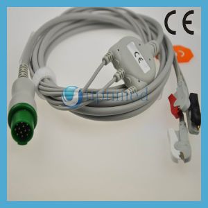 China Schiller One piece 3-lead ECG Cable with leadwires,clip,snap on sale