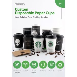 Customized Biodegradable Disposable Coffee Paper Cup Single Double Ripple Wall