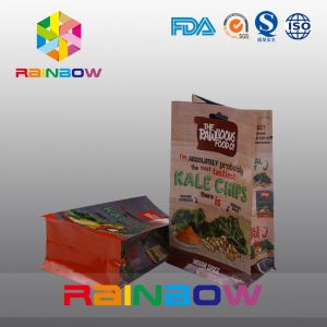 Custom Printed Flat Bottom Plastic Bags , Quad Seal Block Bottom Bag With Clear