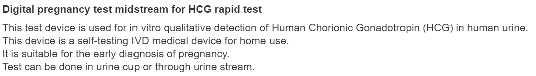 Free Sample Digital HCG Test Kit For Women Early Pregnancy Test