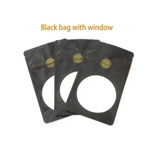 Customizable Matte Black Childproof Mylar Pouches with Clear Window