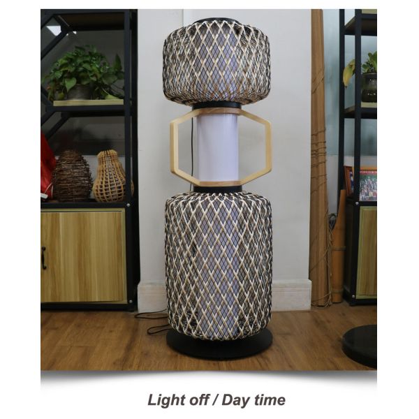 Decorative Rattan Standing Lamp 3500K CCT For Hotel Residential