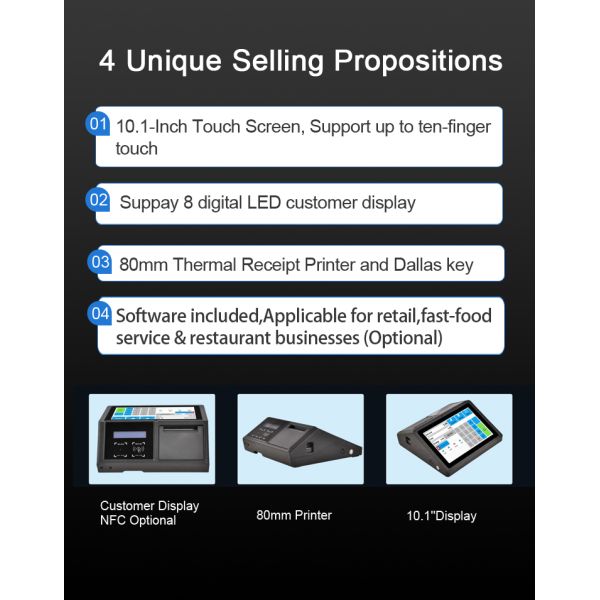 IC Card Reader Optional Restaurant Tablet Touch Screen POS Systems for Food Ordering