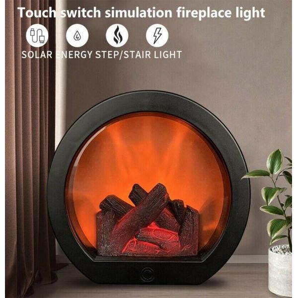 Fireplace Power Decoration LED Flame Lights Firewood Simulation Desktop
