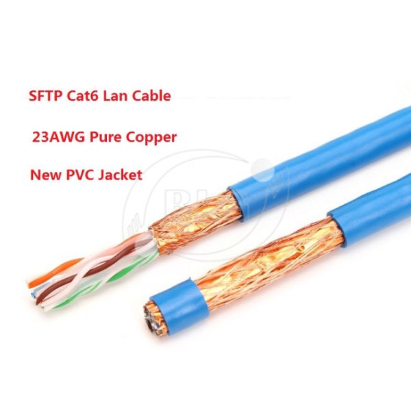STP Cable Ethernet Cat 6 8 Conductor Solid Bare Copper 23 AWG 550mHz PVC Jacket 1000'' Feet