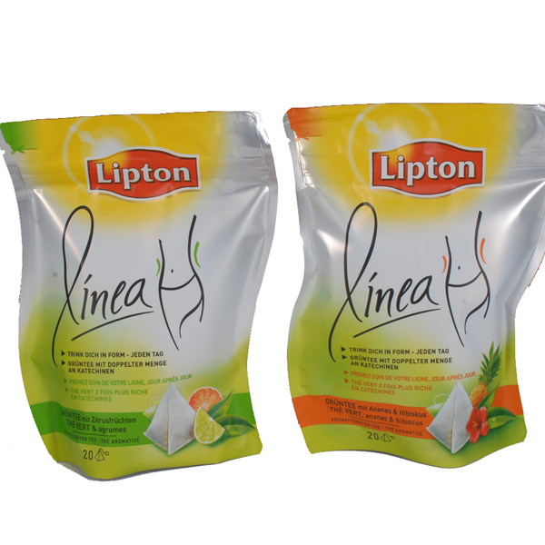 Graceful Curved Lipton Tea Packaging Bags Stand Up Pouch Customized