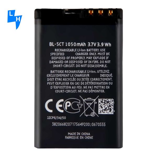 1050mAh BL-5CT Li-ion Battery for C5 5MP C6-01 RM-776 Smartphone Enhanced Performance
