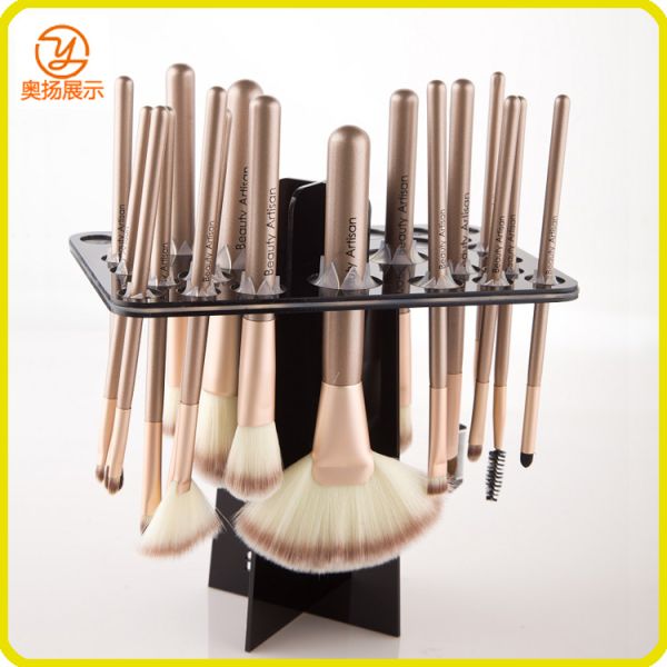 red rectangle acrylic brush dryer for makeup brush drying