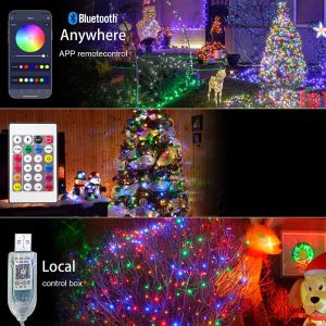5m 10m App Control USB LED Leather Thread Lights String For Garden Tree Street