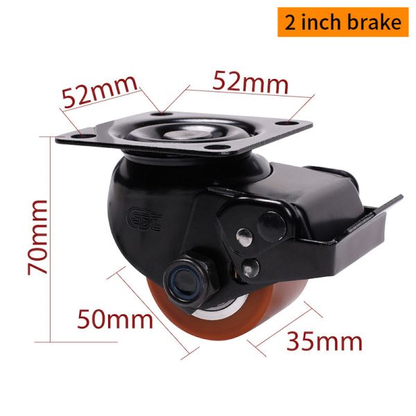 EDL 2inch 250kg Plate TPU Equipment Caster by Rigid, Swivel and Brake type M412P