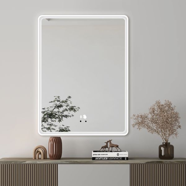 Modern Front Lighted Vanity Mirrors , Rectangle LED Wall Bathroom Mirror