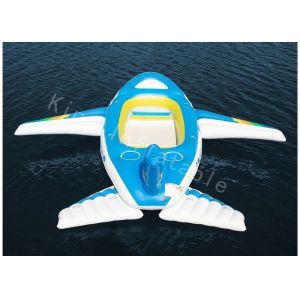 Blue 0.9mm PVC Tarpaulin Big Inflatable Water Toy Floating Airplane