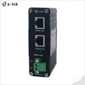 12~48VDC Power Input 1000M Industrial Gigabit 60W PoE Injector IEEE802.3at/at
