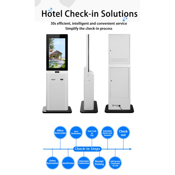 All-in-One Interactive MJK Floor Standing Kiosk Integrated Payment Cloud Management Windows OS Barcode Reader QR Code Scanner
