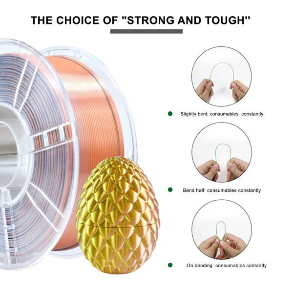 Strong Toughness 1.75mm PLA Filament for 3D Printer Silk Gold Silver Copper 3D