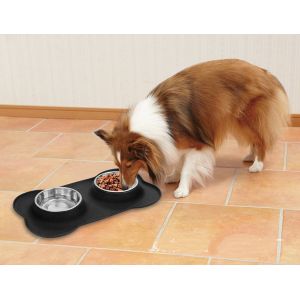 Soft Glue Bone Pet Bowl Stainless Steel customize logo