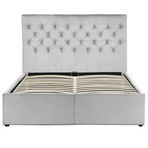 Wholesale King Size Platform Tufted Upholstered Bed Frame With Buttons Headboard from china suppliers