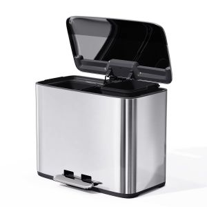 18L*2 Close Living Room Office Rectangle Pedal Trash Bin for Waste Management