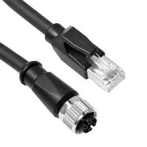 Alvin's Cables M12 X-Code 8 Pin Female to RJ45 Ethernet Cable Cat6a High-Flex