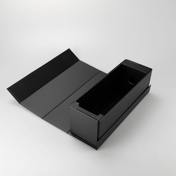 Custom Printable Side-Flip Foldable Wine Box – Collapsible Black Packaging For Red Wine & Premium Beverage Gifting