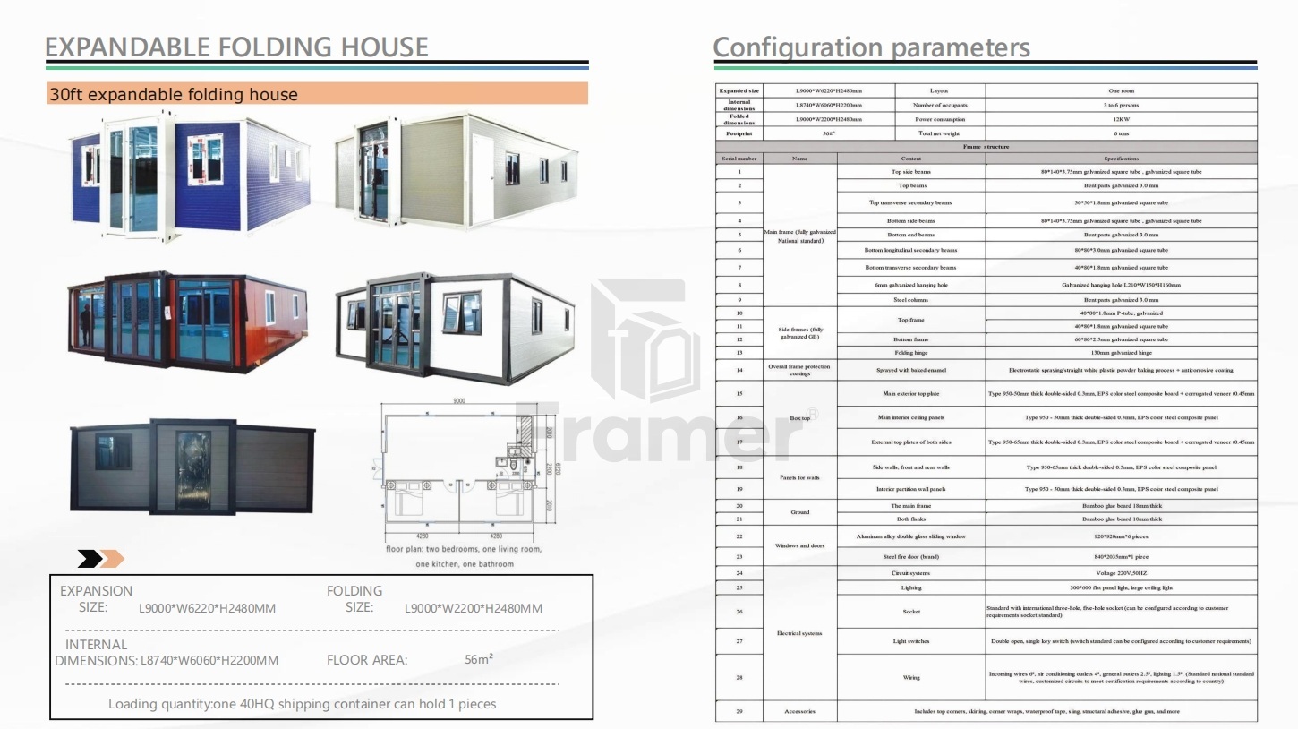 Cold Resistant 30FT Expandable Container Homes Thermal Insulation Modular Container House