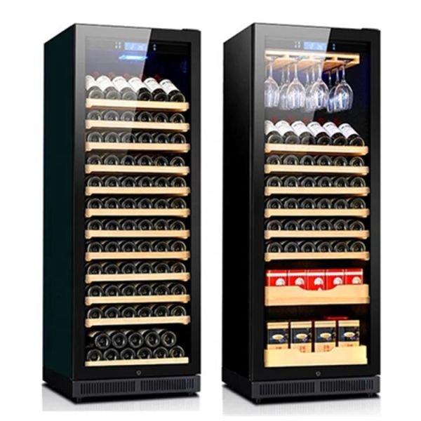 Premium Solid Wood Kitchen Wine Cooler with LED Lighting and Digital Touch Control Panel