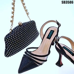 Super High 8cm-up Heel Height Leather Shoes and Bag with Thin Heels