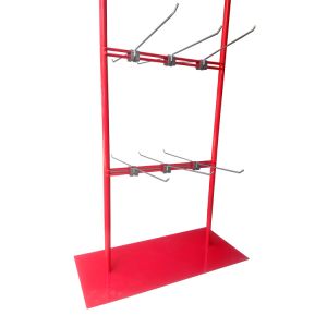 Customized Metal Red Hanging Stand Display Rack For Supermarket Retail Stores