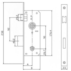 Home Entrance 3 Normal Key Security Rim Lock Steel Lock Body With Zinc Hole