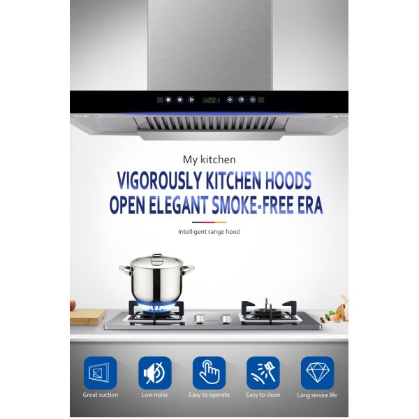 Vented T Shape Chimney Hood Under Cabinet Range Hood For Restaurant