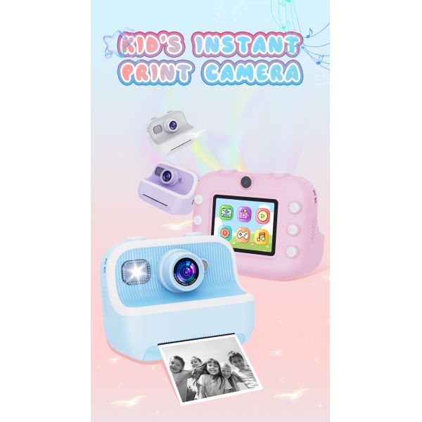 2.4Inch Screen Mini Inkless Printer Portable Digital Camera Kids Gift