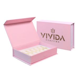 Custom Pink and Gold Logo Vial Perfume Glass Bottle Packaging Box for Mini