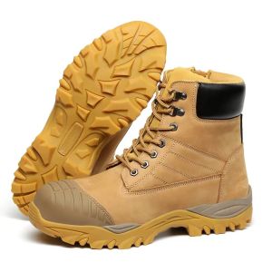 Custom Steel Toe Boots High Top Martin Work Boots Brown For Men
