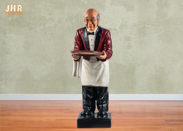 Quality Red Poly Butler Statue Fat Chef Kitchen Decor Resin Butler Sculpture Statue 90cm for sale
