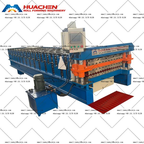 Easy Made Double Deck Roll Forming Machine With 16/17 Roller Stations And Chain