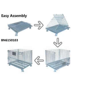 Visible 4”X2” Wire Mesh Storage Crates , Collapsible Metal Containers 38x30x28