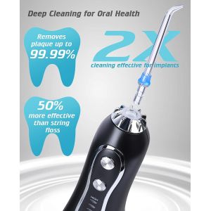 Deep Teeth Cleaning Electric Oral Irrigator with 300ml Detachable Water Tank and