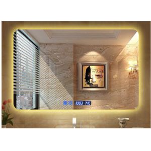Modern Illuminated LED Bathroom Mirror With Radio Waterproof Rectangle