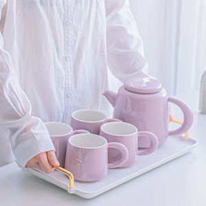 Porcelain Coffee Set With Modern Design Teapot And Cute Tea Mug Cappuccino Latte