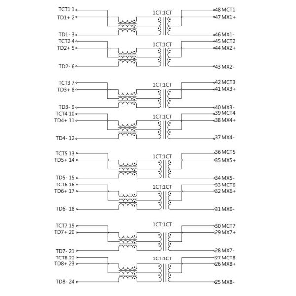 UDE L24T003-3 1000 Base - T Dual Port Lan Filter Magnetic Transformer PoE 30 / 60W