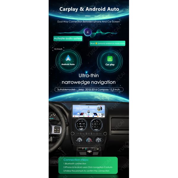 12.3 Inch Android Head Unit for Jeep Compass 2010-2016