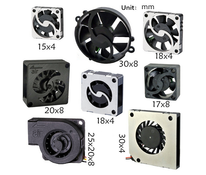 50 x 20 mm 5V 12V 24V DC Blower Fan , Small Car Fan With Plastic Frame and Impeller