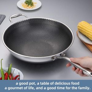 Custom OEM/ODM Kitchen Honeycomb Frying Pan 18/8 Stainless Steel Frypan Non