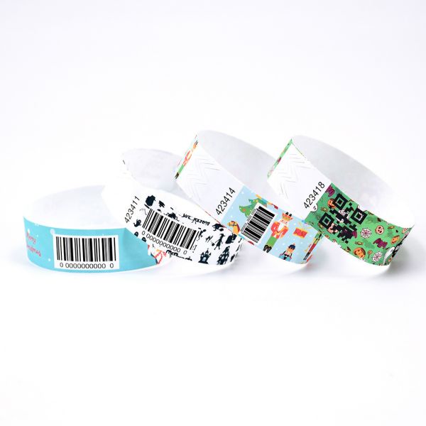 Quality Sequential Numbering Barcoding Tyvek Paper Bracelets for Identification and Access Control for sale