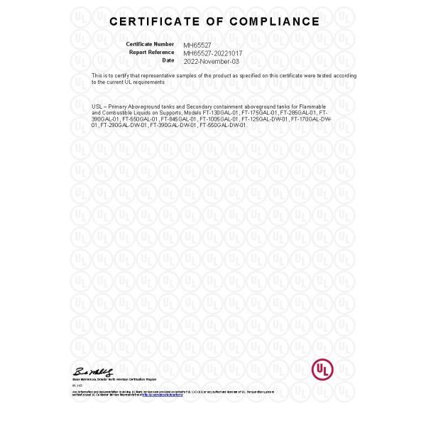 UL Listed Diesel Fuel Tank For Fire Pump Fire Fighting System UF Tank UL 142 Double Wall