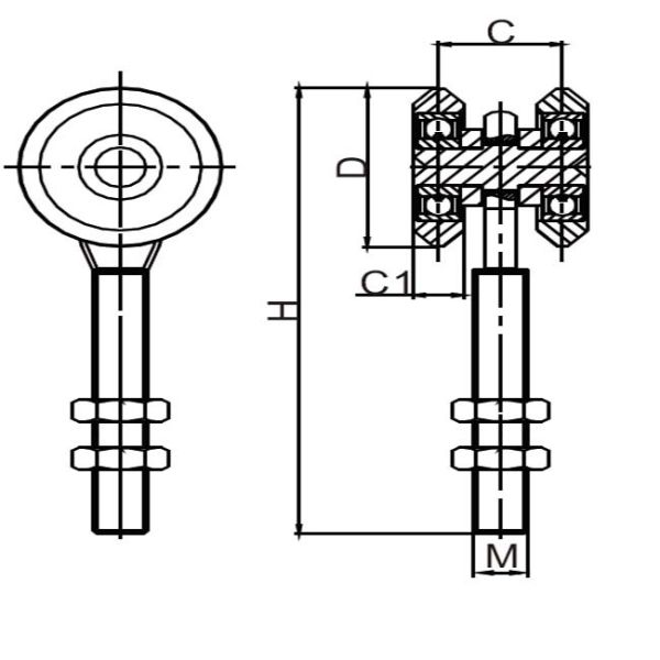 450lb Sliding Door Hanging Rollers Nylon Roller Wheel With Bearing